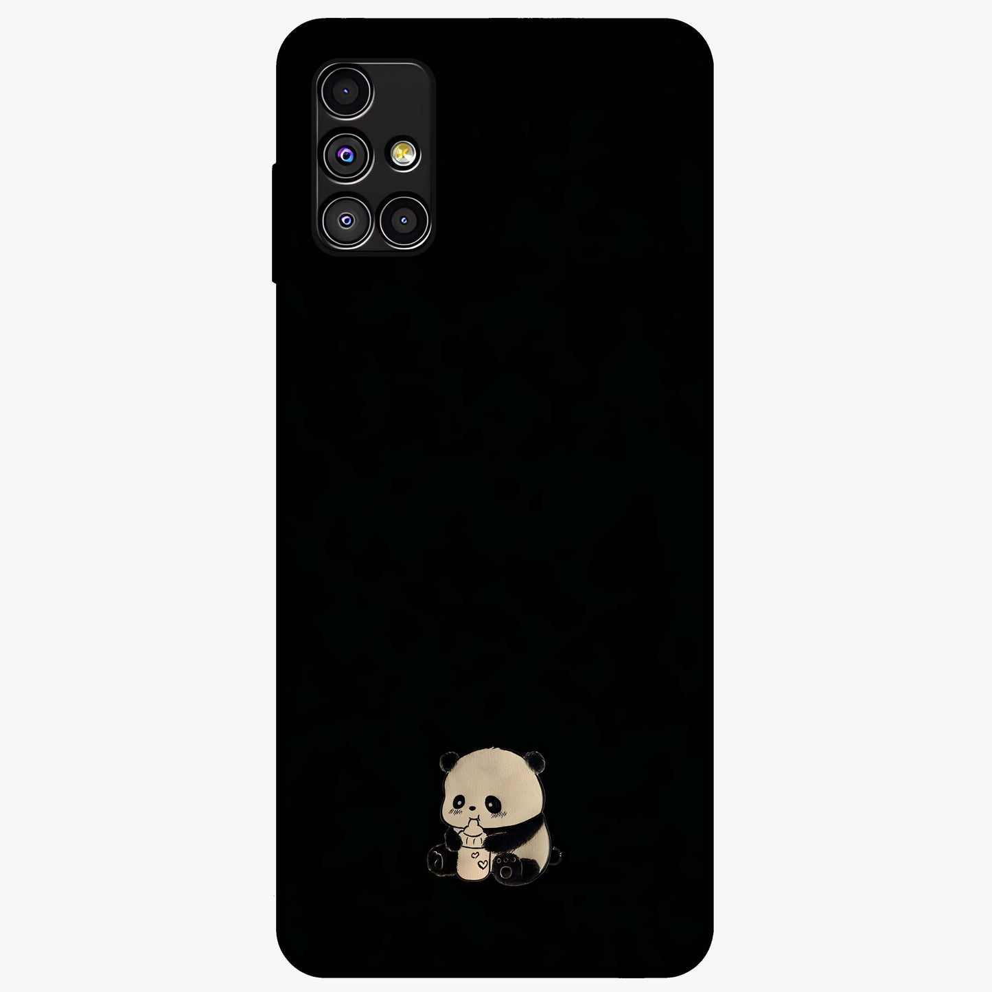 Midnight Panda Love Glass Case showing flat back view with cute panda themed artwork and glossy glass finish.
