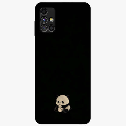Midnight Panda Love Glass Case showing flat back view with cute panda themed artwork and glossy glass finish.