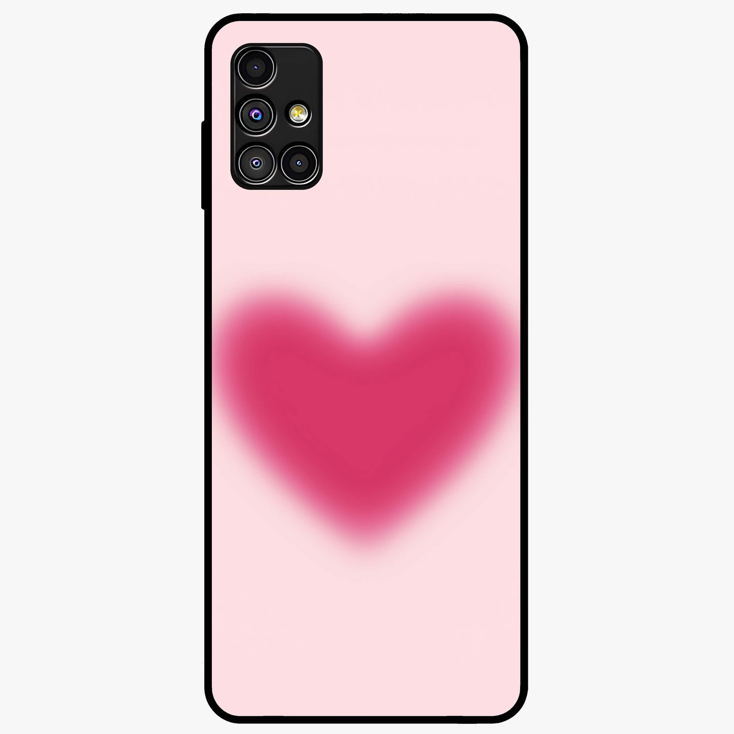 Pink Aura Heart Glass Case showing flat back view with glowing heart artwork and glossy glass finish.