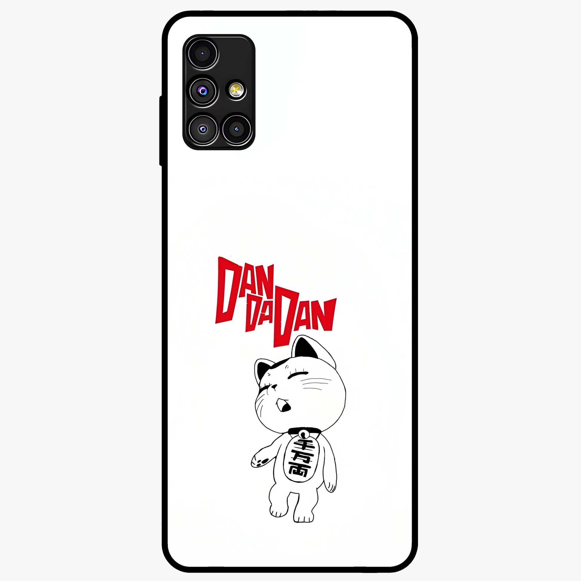 Playful Spirit Charm Glass Case showing flat back view with cheerful charm themed artwork and glossy glass finish.
