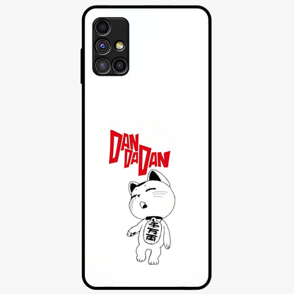 Playful Spirit Charm Glass Case showing flat back view with cheerful charm themed artwork and glossy glass finish.