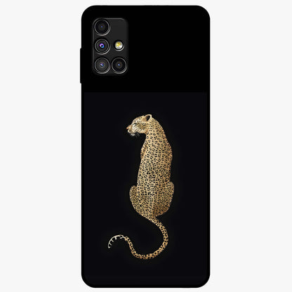 Regal Leopard Glass Case showing flat back view with bold leopard artwork and glossy glass finish.
