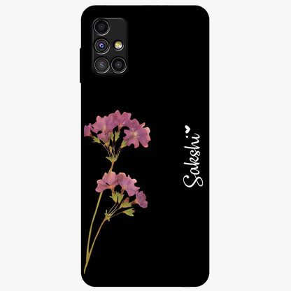 Riching Lavender Flower Custom Name Glass Case showing flat back view with lavender floral artwork and personalized name design.