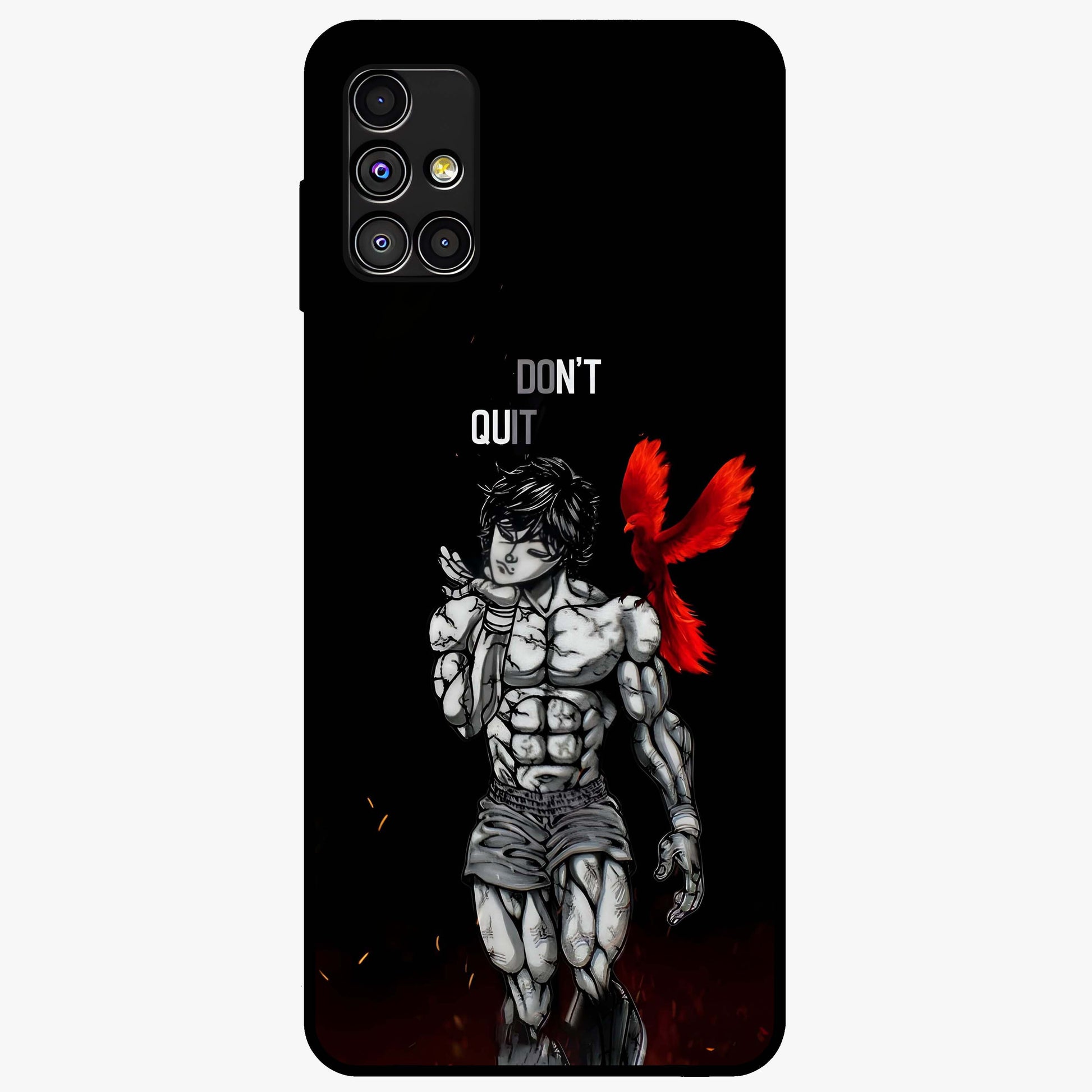 Rise Beyond Limits Glass Case showing flat back view with motivational typography artwork and glossy glass finish.