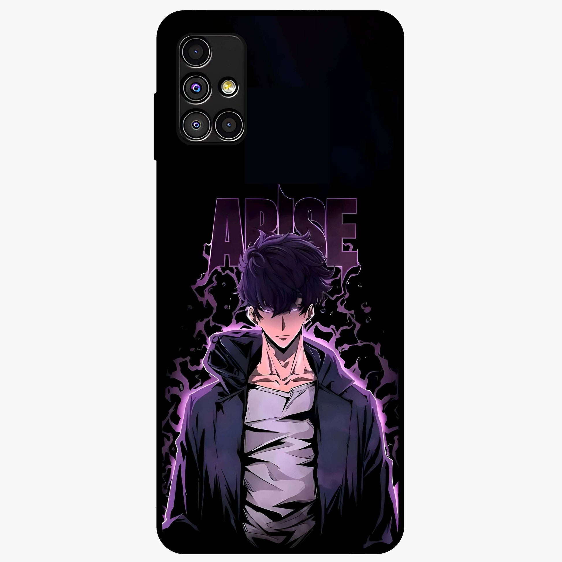Shadow Monarch Awakening Glass Case showing flat back view with powerful dark monarch themed artwork and glossy glass finish.