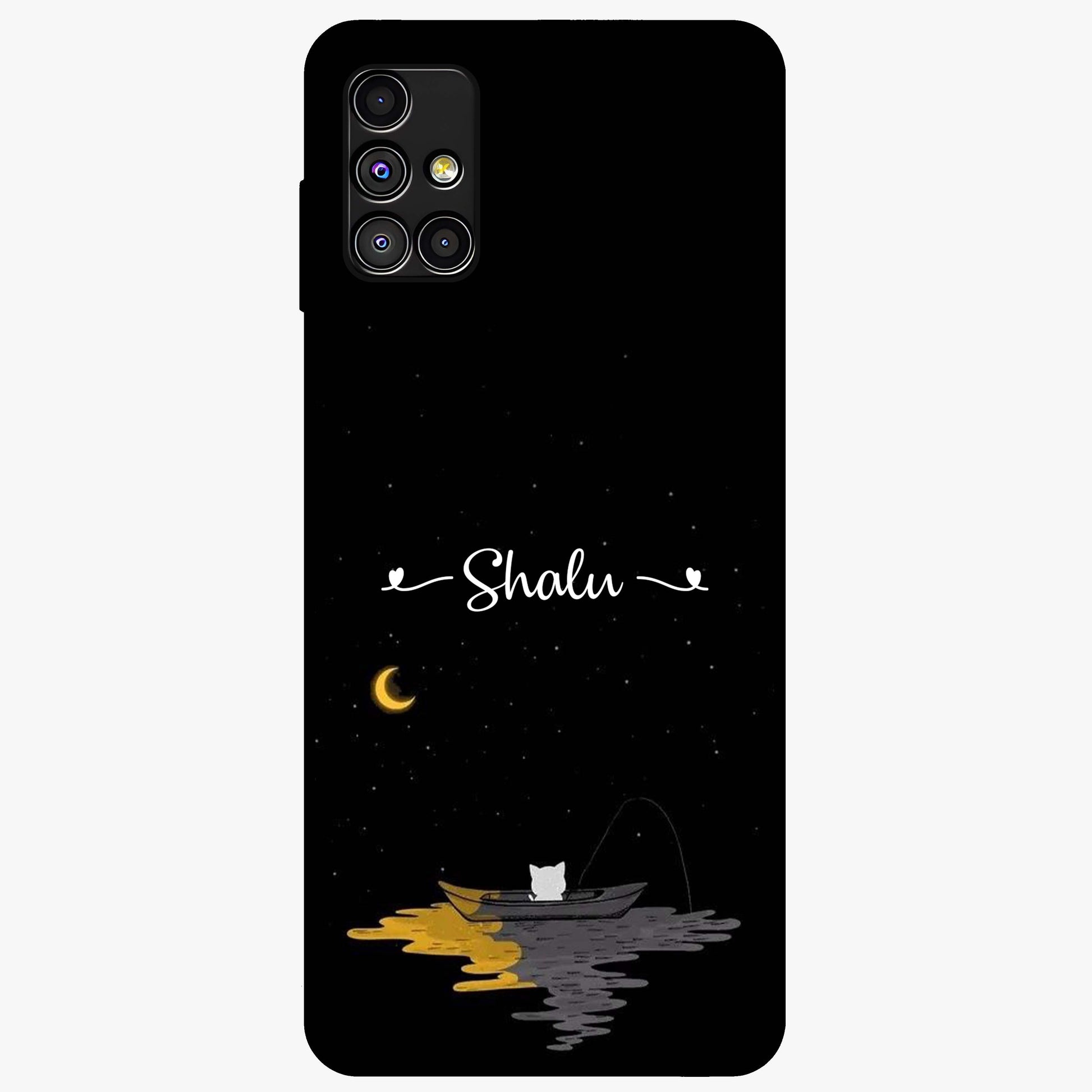 Silent Night Row Glass Case showing flat back view with calm night themed artwork and glossy glass finish.