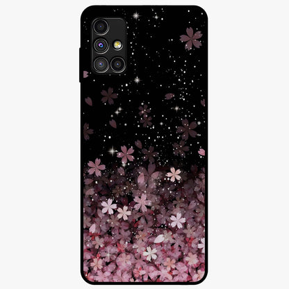 Small Starry Flowers Glass Case showing flat back view with delicate starry floral artwork and glossy glass finish.