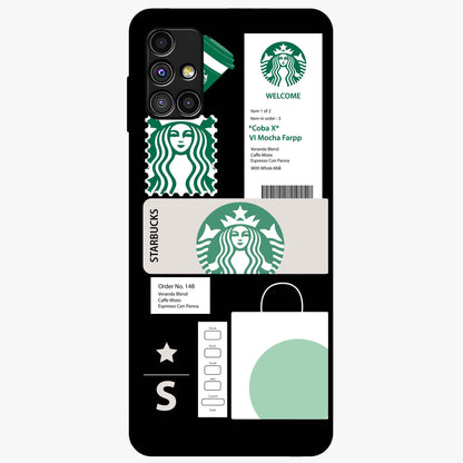 Starbucks Mocha Glass Case showing flat back view with coffee inspired artwork and glossy glass finish.