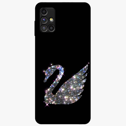 Starlit Swan Grace Glass Case showing flat back view with graceful swan artwork under starry sky and glossy glass finish.