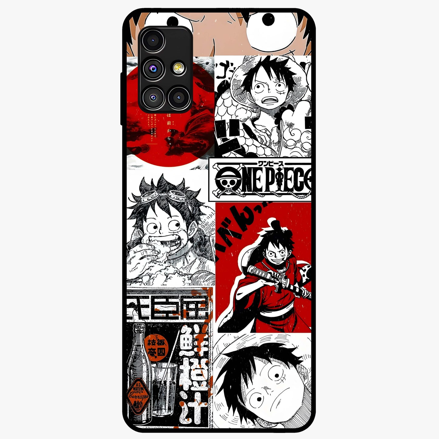 Strawhat Chaos Panels Glass Case showing flat back view with anime inspired chaos panel artwork and glossy glass finish.