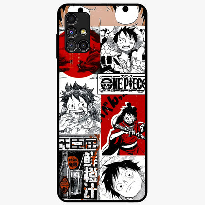 Strawhat Chaos Panels Glass Case showing flat back view with anime inspired chaos panel artwork and glossy glass finish.