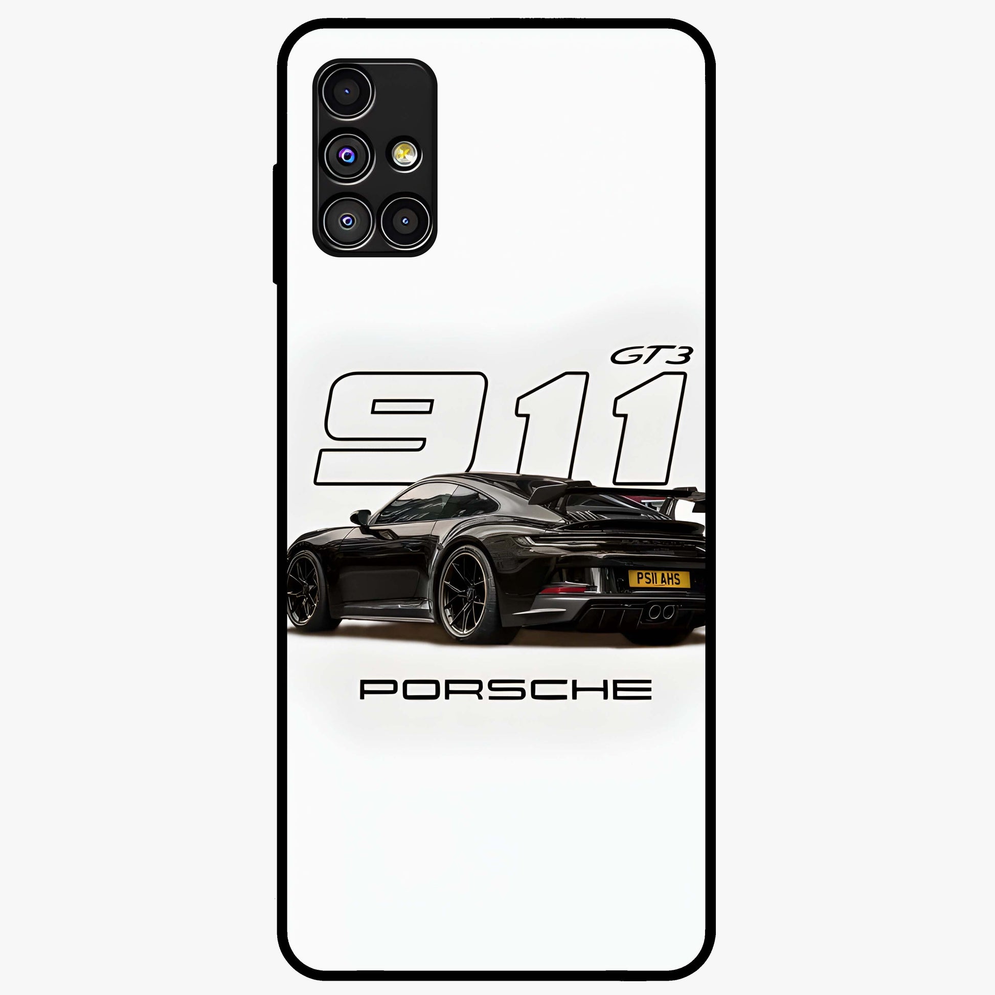 Turbo Legacy Icon Glass Case showing flat back view with iconic sports car inspired artwork and glossy glass finish.