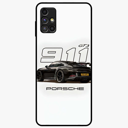 Turbo Legacy Icon Glass Case showing flat back view with iconic sports car inspired artwork and glossy glass finish.