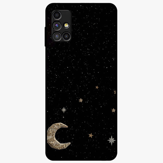 Twinkle Star With Half Moon Glass Case showing flat back view with star and half moon artwork and glossy glass finish.
