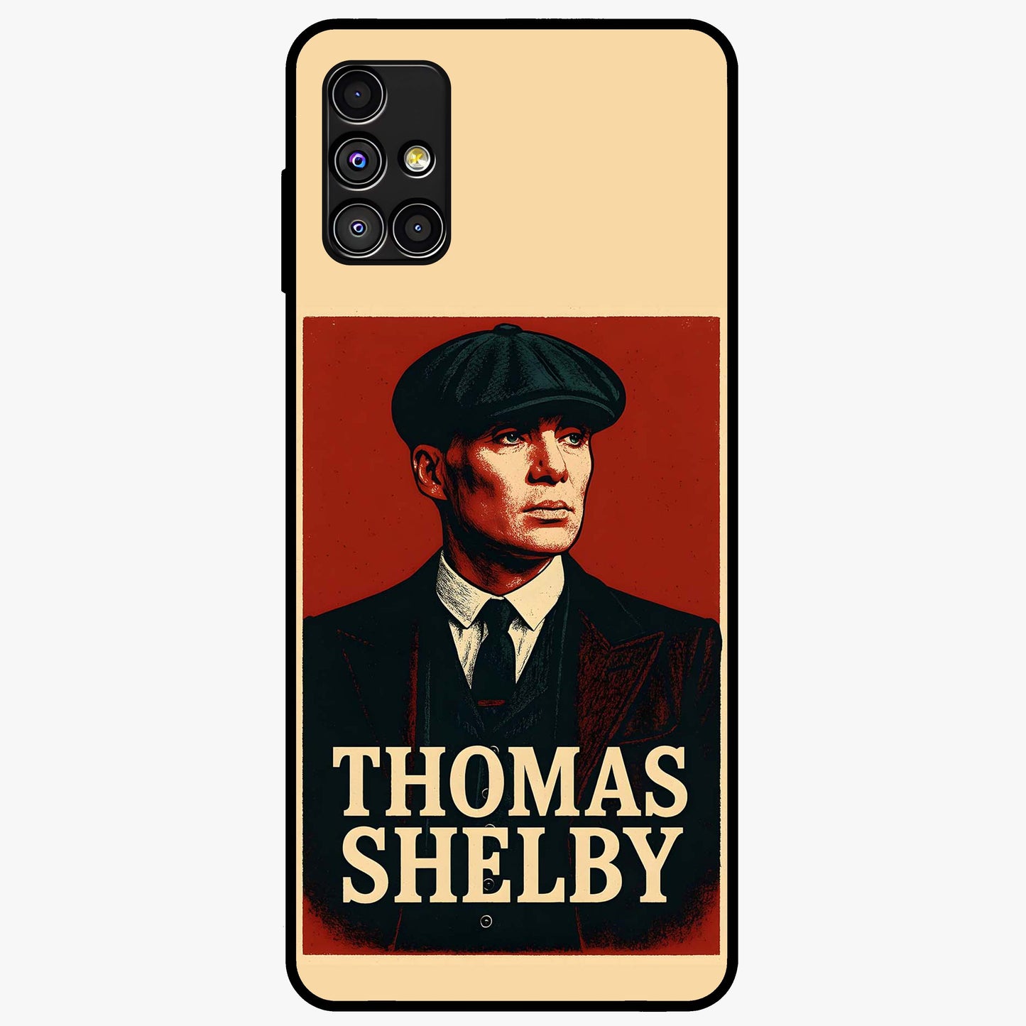 Vintage Mafia Authority Glass Case showing flat back view with bold vintage mafia inspired artwork and glossy glass finish.