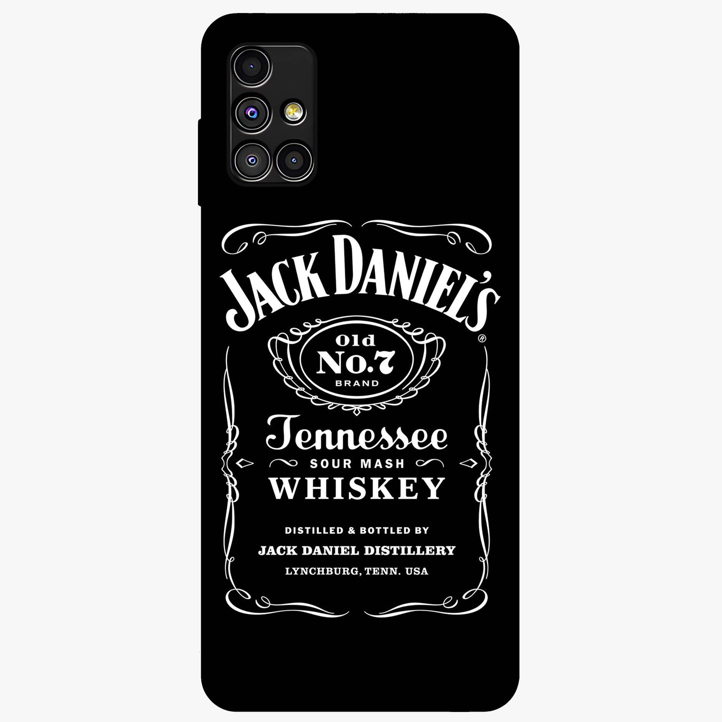 Vintage Whiskey Heritage Glass Case showing flat back view with classic whiskey inspired artwork and glossy glass finish.