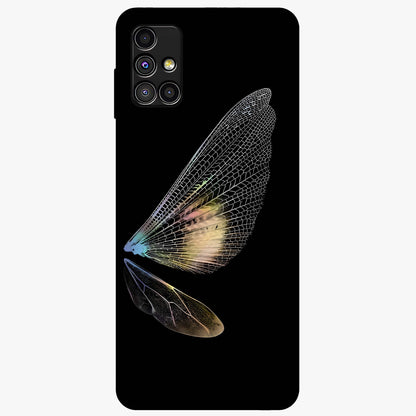 Whispers Of Wings Glass Case showing flat back view with graceful wing inspired artwork and glossy glass finish.