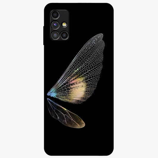 Whispers Of Wings Glass Case showing flat back view with graceful wing inspired artwork and glossy glass finish.