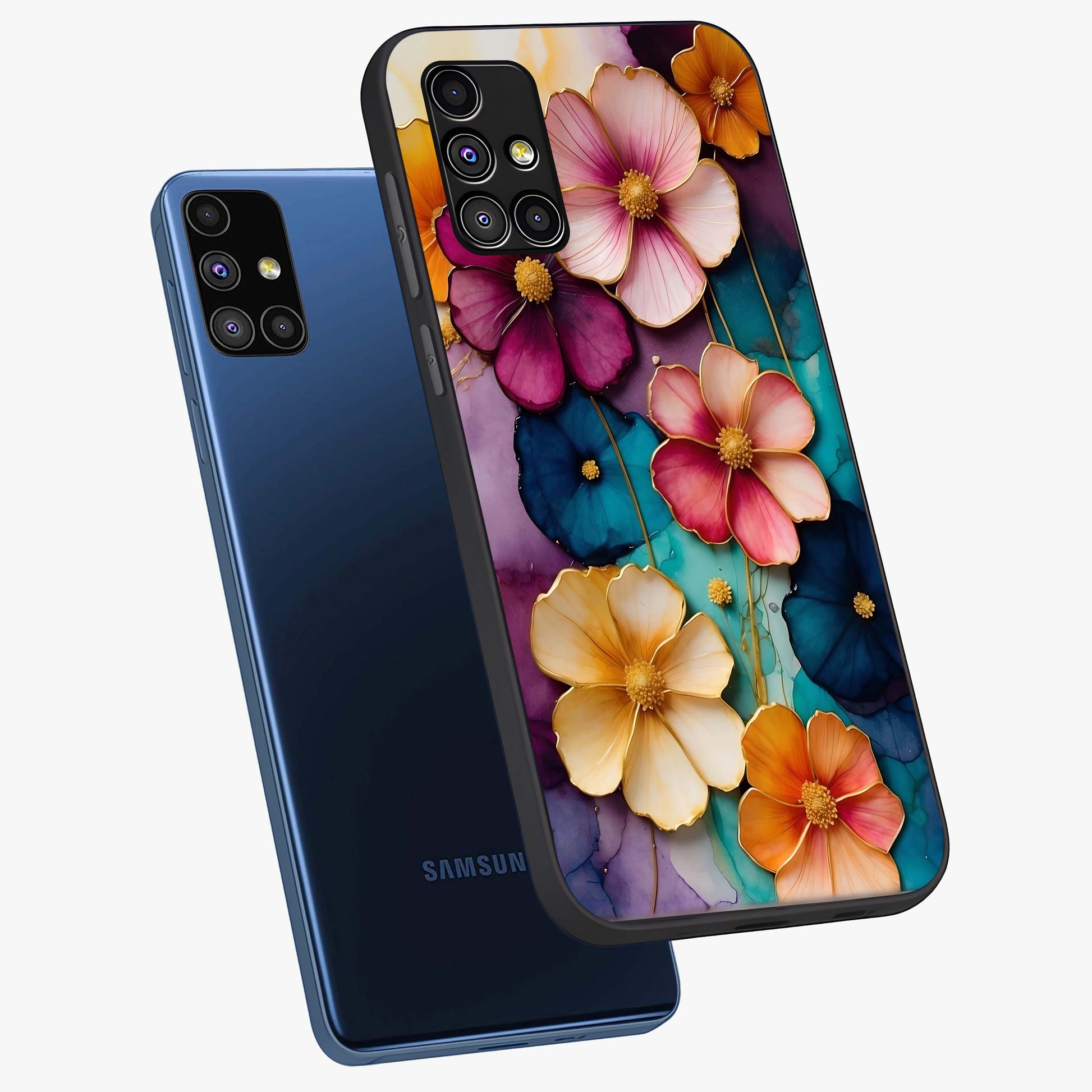 Artlyn Grace Flower Pattern Glass Case displayed in angled mockup highlighting delicate flower pattern design and smooth glass surface.