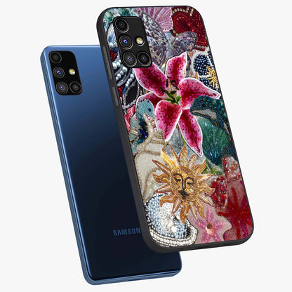 Beaded Garden Fantasy Glass Case displayed in angled mockup highlighting fantasy inspired floral bead pattern.