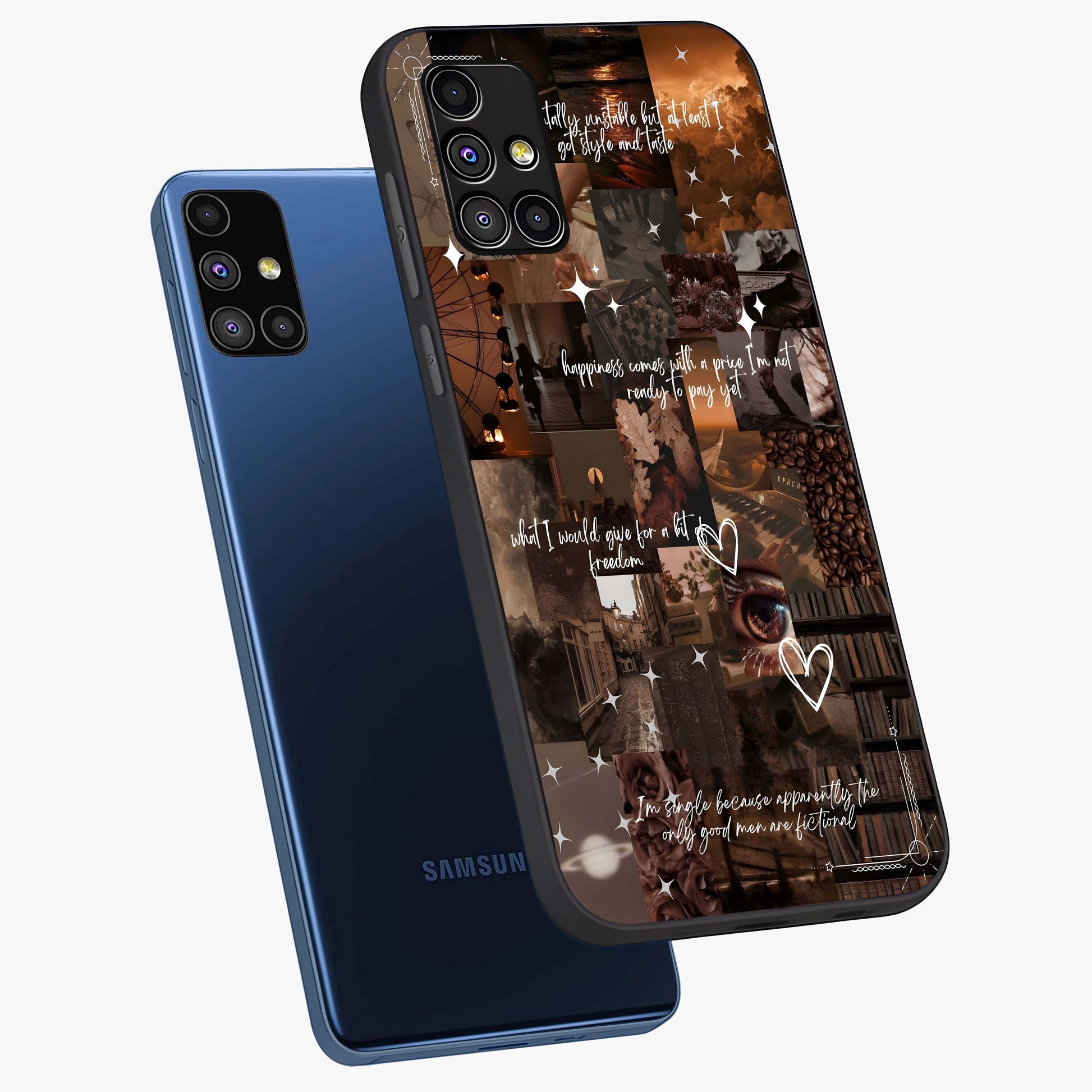 Bittersweet Aesthetic Chaos Glass Case displayed in angled mockup highlighting expressive abstract artwork and edgy aesthetic theme.