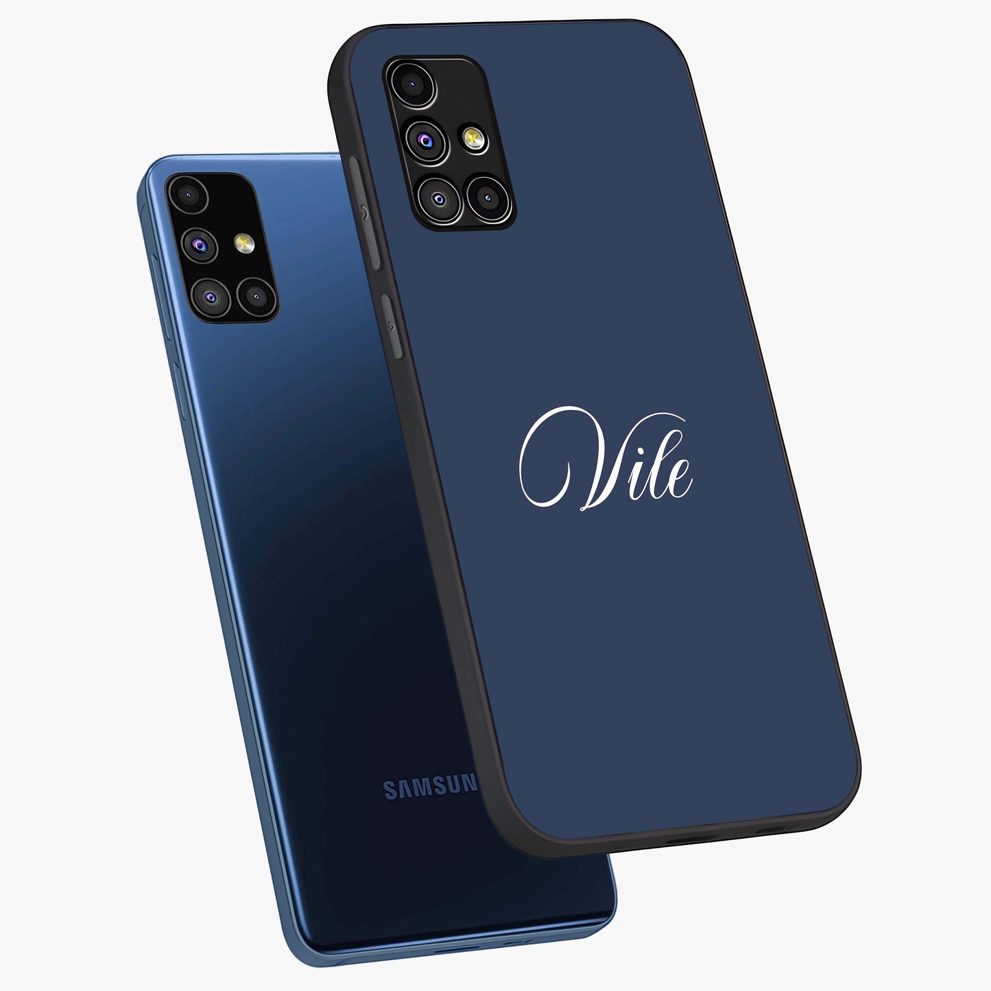 Blue Vintage Floral Pattern Glass Case showing flat back view with elegant vintage floral artwork and glossy glass finish.