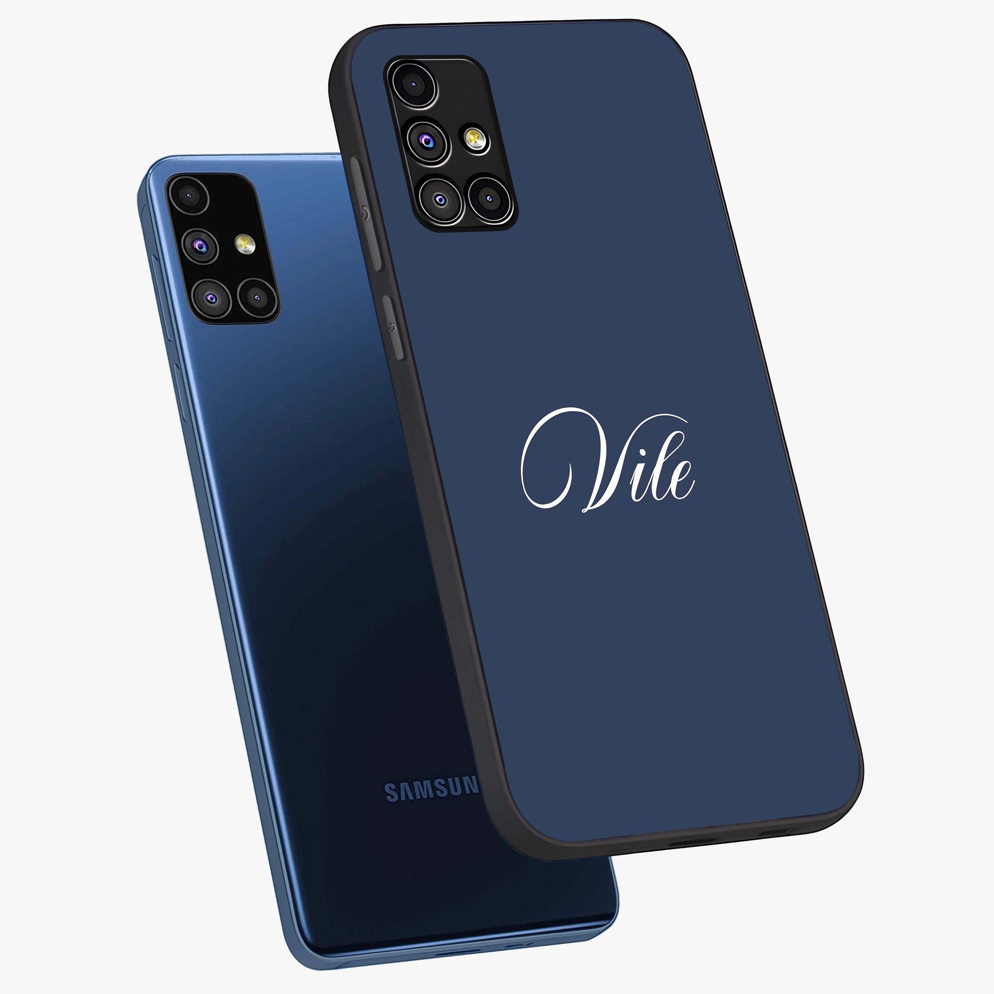Blue Vintage Floral Pattern Glass Case showing flat back view with elegant vintage floral artwork and glossy glass finish.