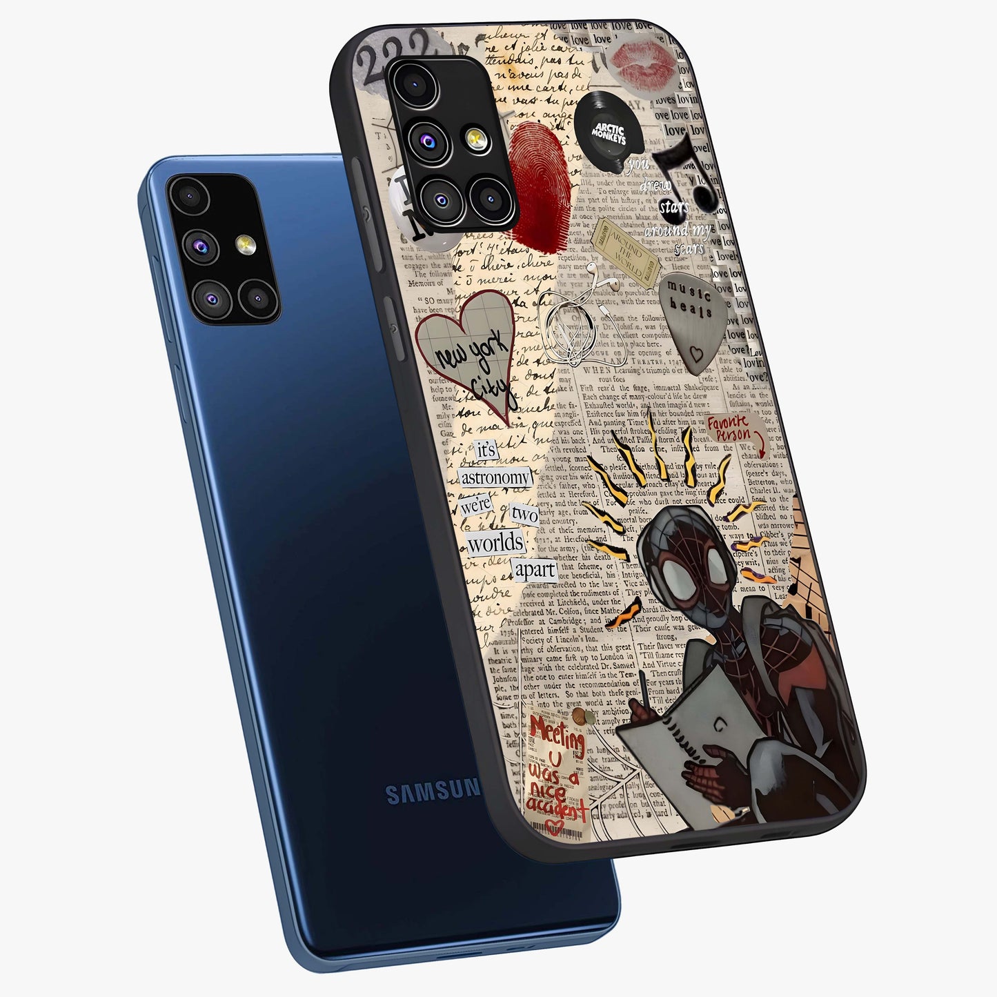 City Dream Sketch Glass Case displayed in angled mockup highlighting minimal city illustration with aesthetic sketch style.