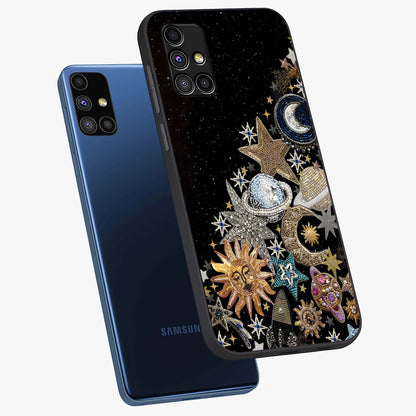 Cosmic Sparkle Dreams Glass Case displayed in angled mockup highlighting dreamy star sparkle design with celestial aesthetic.