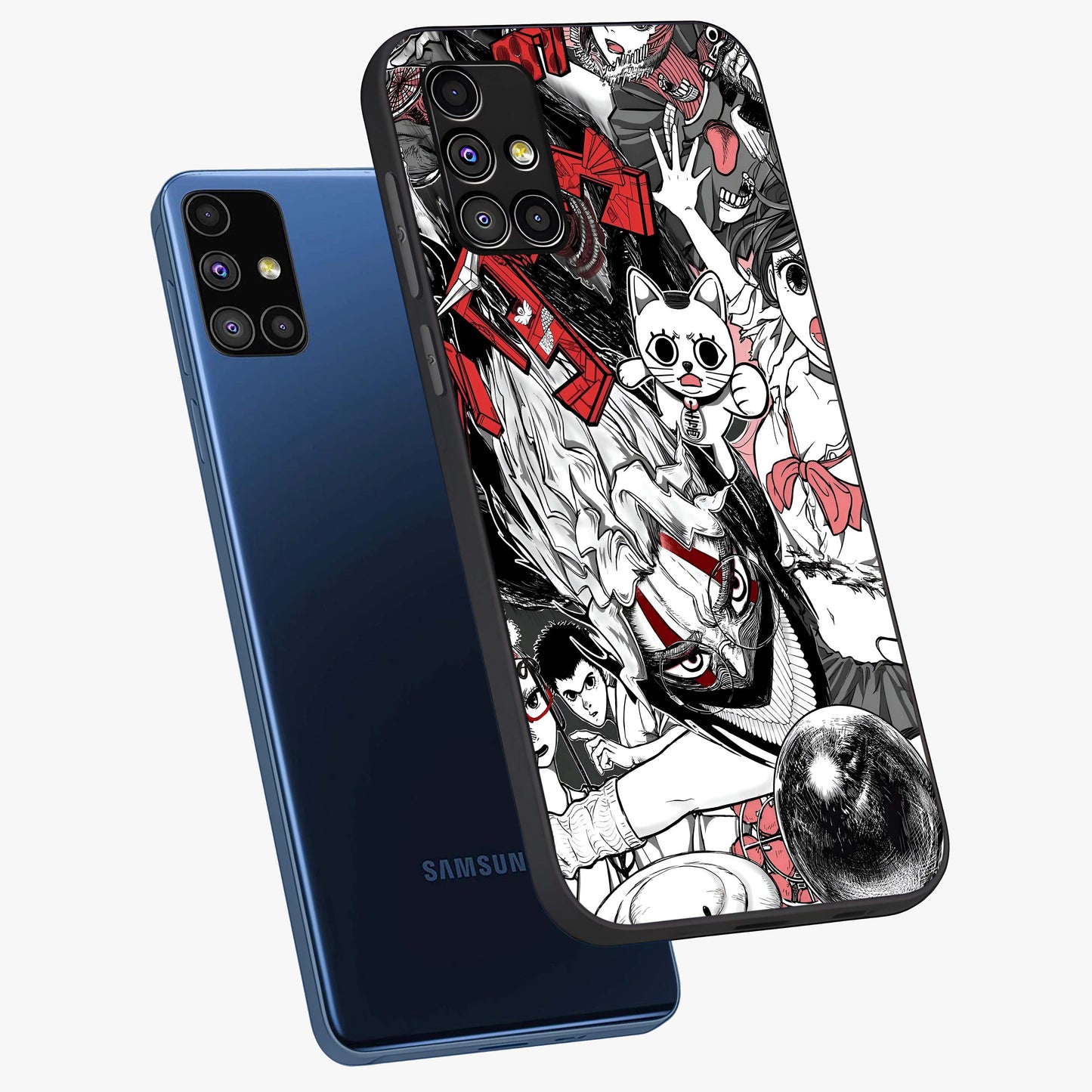 Crimson Chaos Panel Glass Case displayed in angled mockup highlighting chaotic panel style design with modern graphic theme.