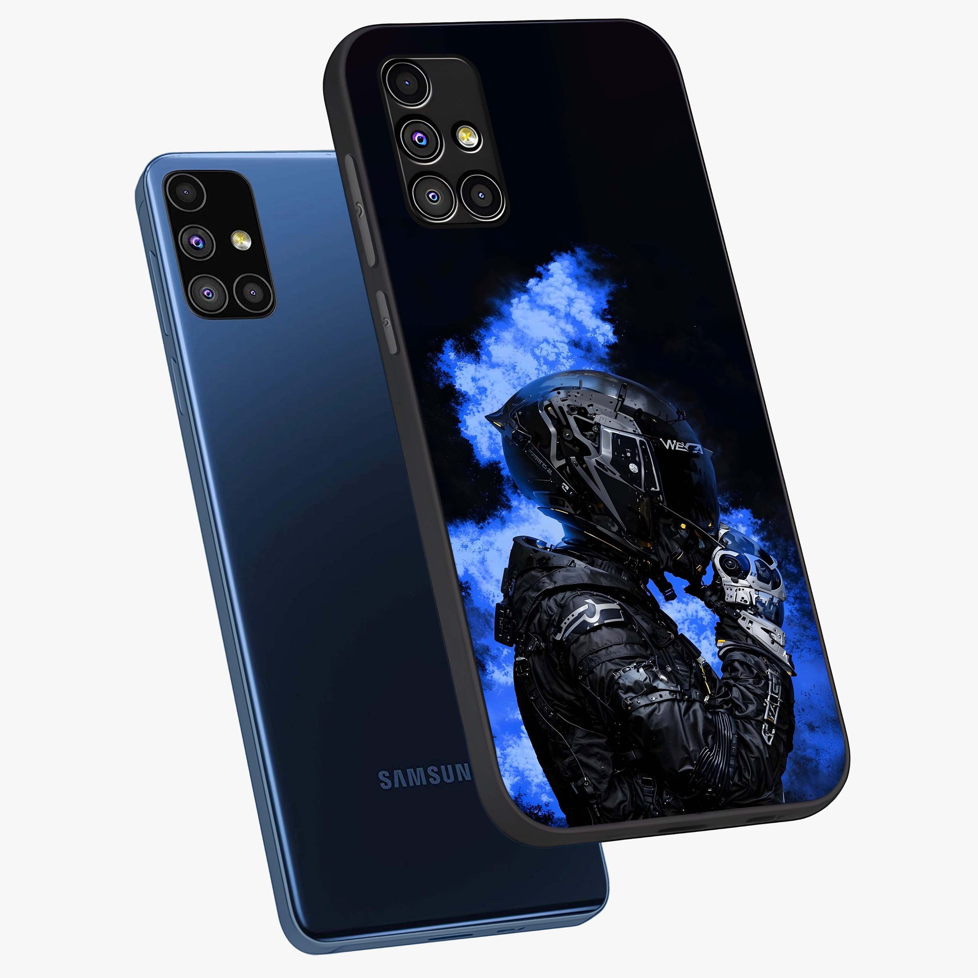 Cyber Sentinel Protocol Glass Case displayed in angled mockup highlighting digital cyber design with sci-fi aesthetic style.