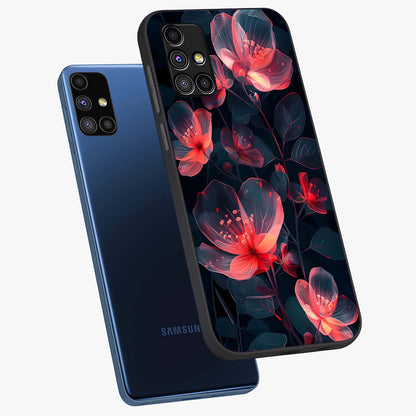 Dark Shade of Flower Glass Case displayed in angled mockup highlighting moody floral illustration with aesthetic dark tones.