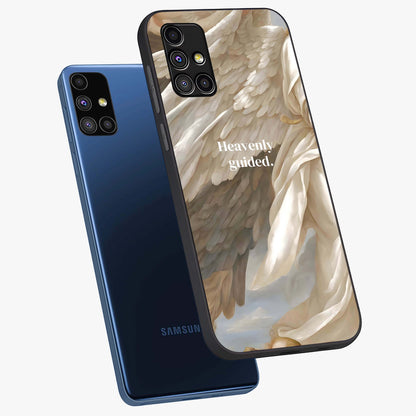 Divine Winged Grace Glass Case displayed in angled mockup highlighting graceful wing design with divine aesthetic style.