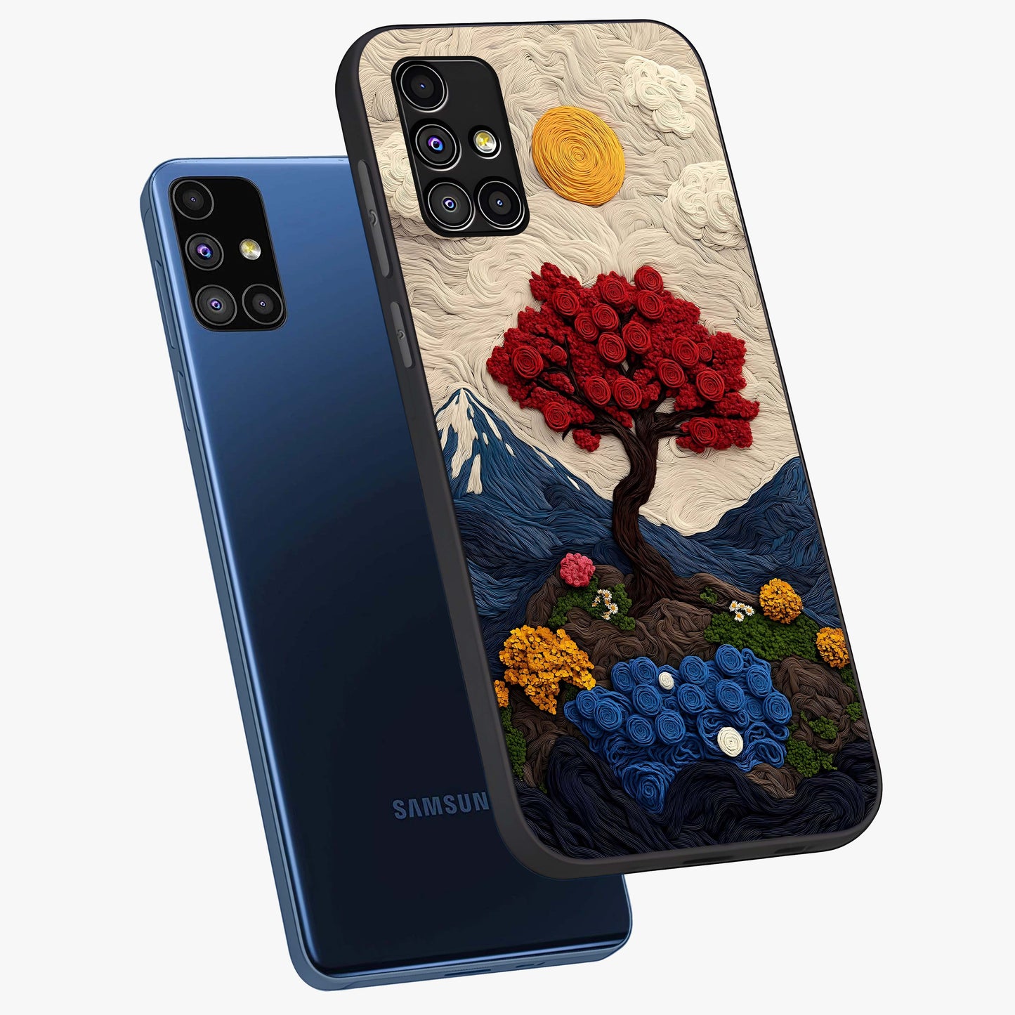 Eternal Nature Tapestry Glass Case displayed in angled mockup highlighting detailed botanical pattern with artistic aesthetic.