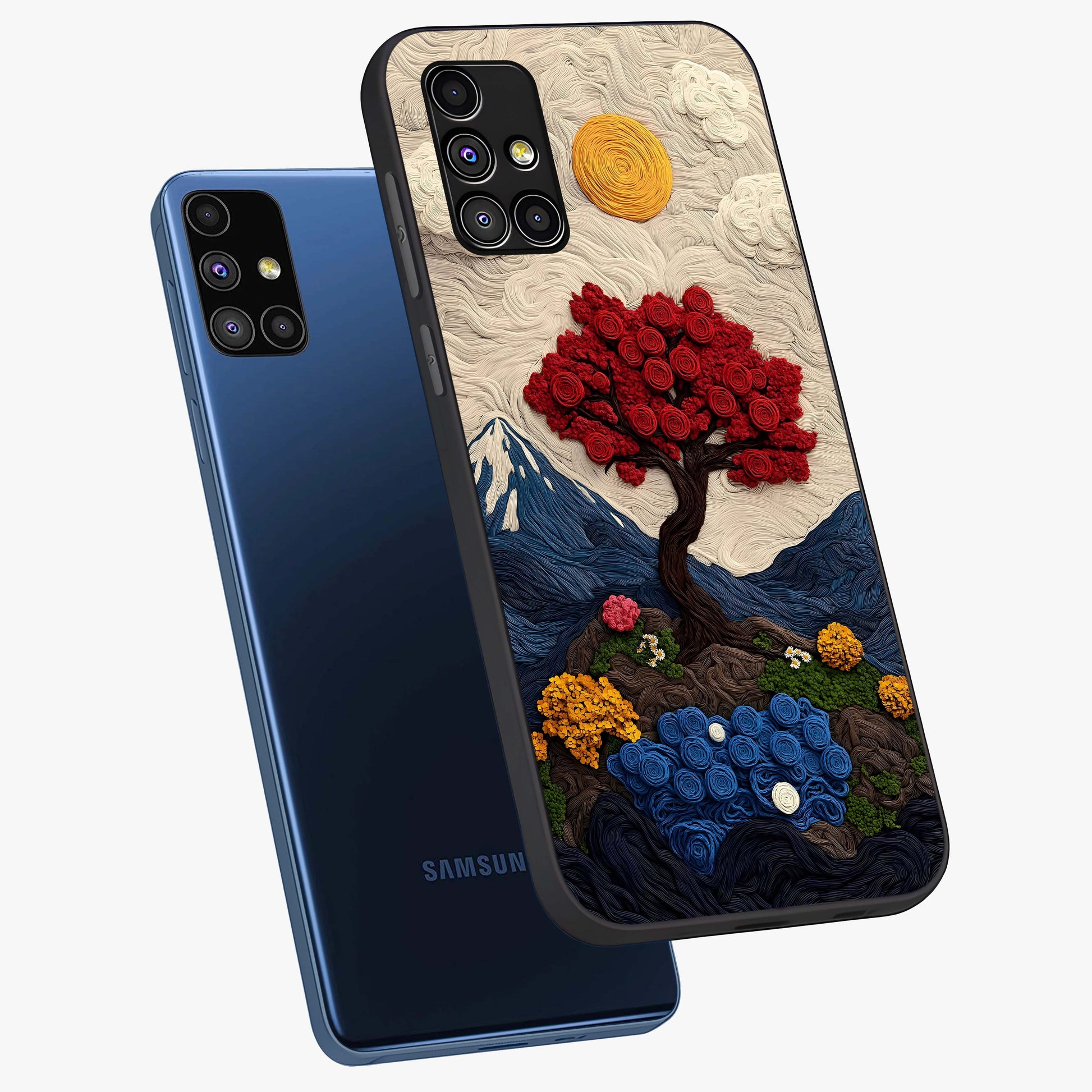 Eternal Nature Tapestry Glass Case displayed in angled mockup highlighting detailed botanical pattern with artistic aesthetic.
