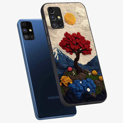 Eternal Nature Tapestry Glass Case displayed in angled mockup highlighting detailed botanical pattern with artistic aesthetic.