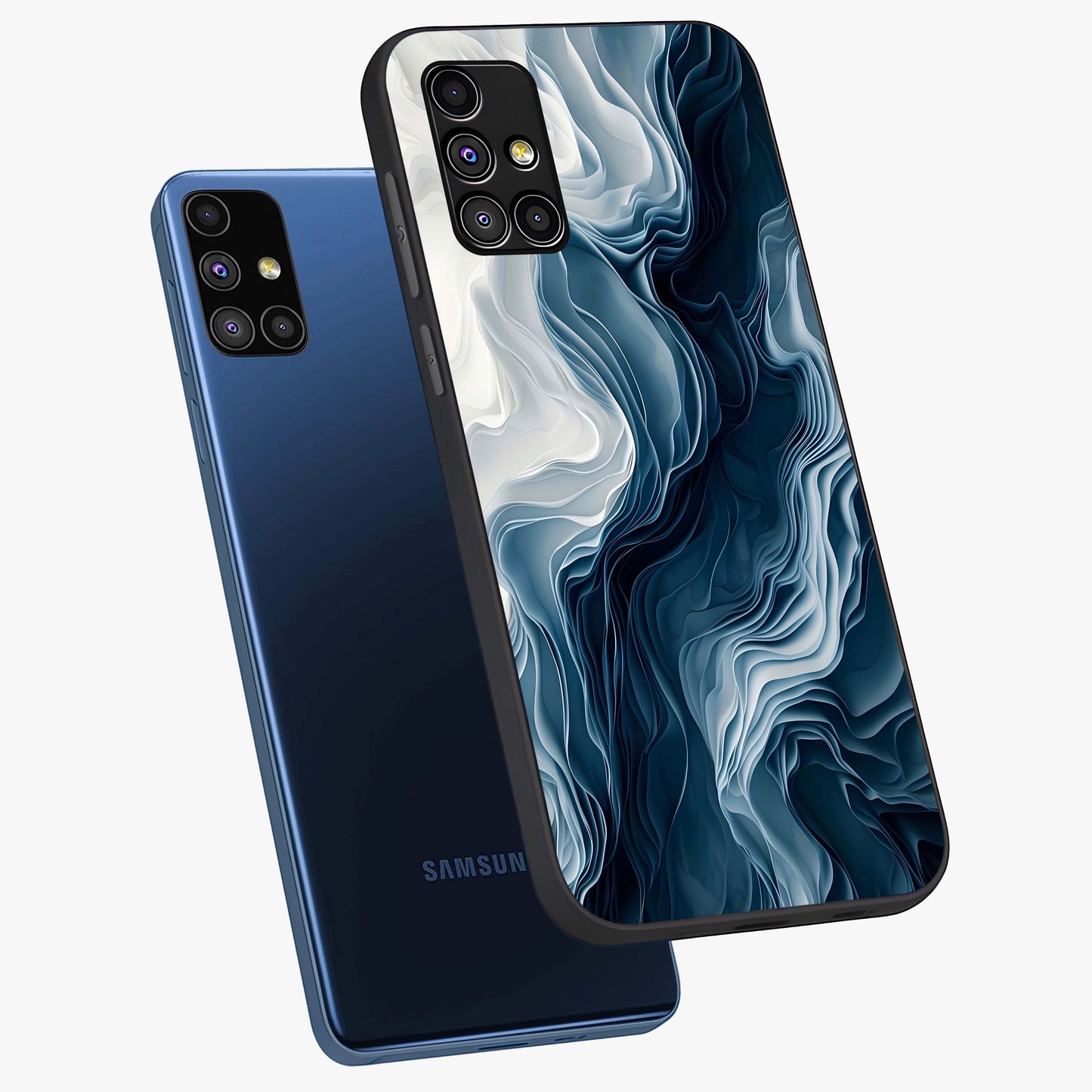 Ethereal Paper Marble Glass Case displayed in angled mockup highlighting elegant marble pattern with modern aesthetic style.