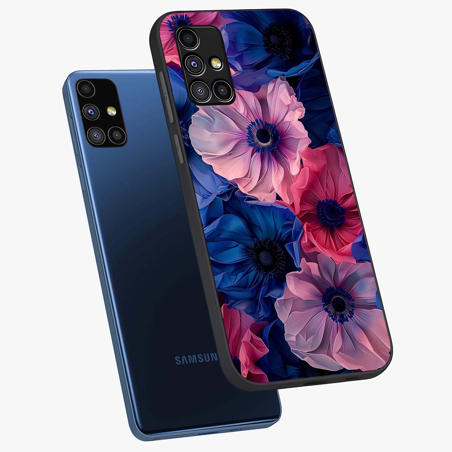 Flower Paper Art Pattern Glass Case displayed in angled mockup highlighting layered paper flower design with artistic aesthetic.