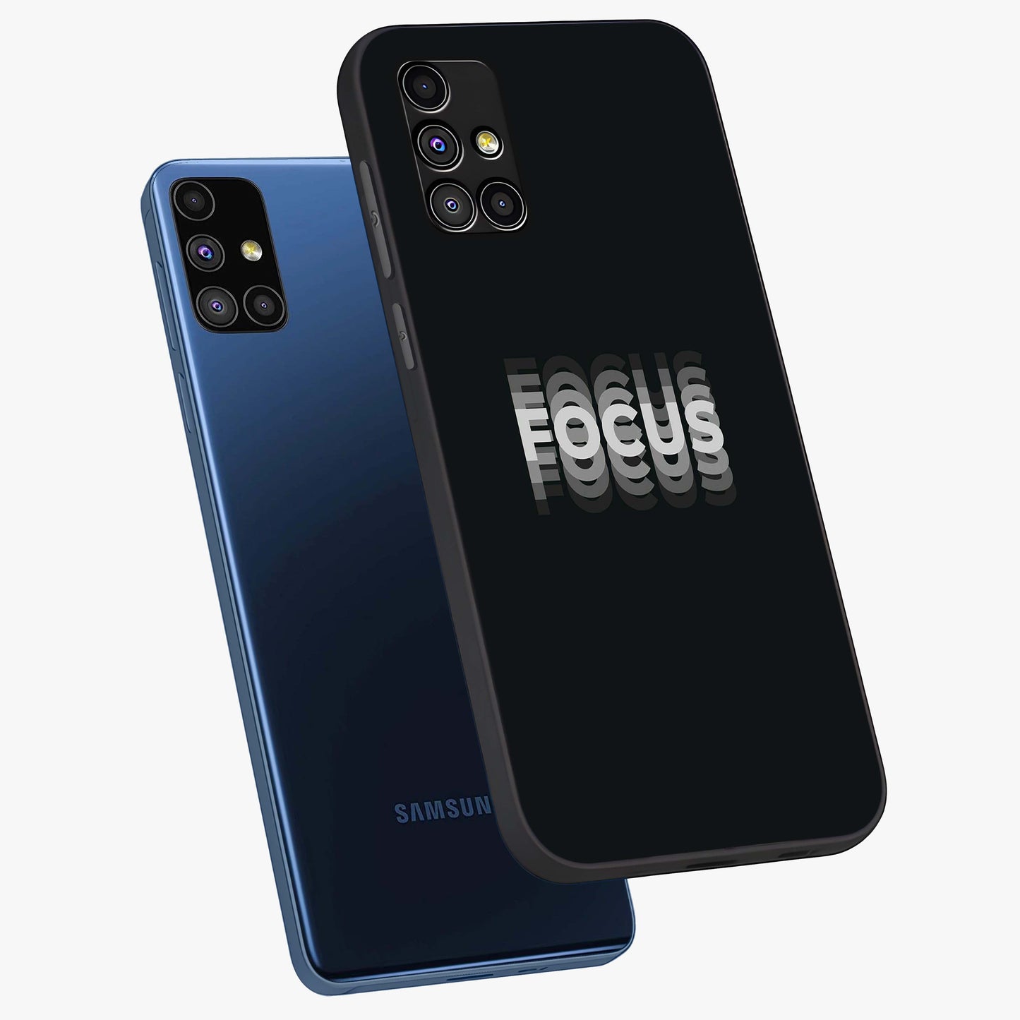 Focus Mode On Glass Case displayed in angled mockup highlighting clean minimal text artwork with modern aesthetic style.