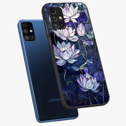 Gloss Petal Rush Glass Case displayed in angled mockup highlighting vibrant petal design with elegant floral aesthetic.