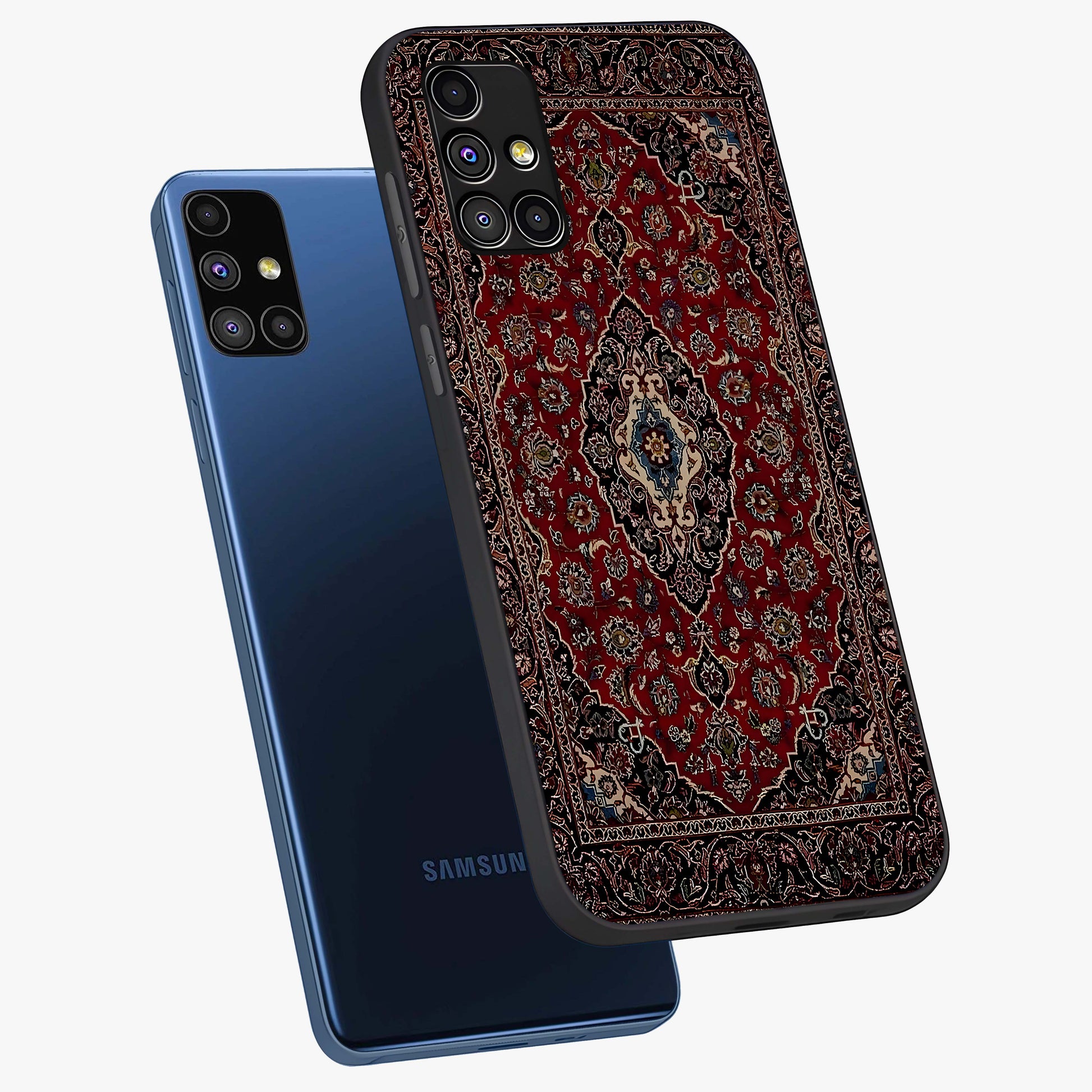 Heritage Carpet Royale Glass Case displayed in angled mockup highlighting intricate royal carpet design with heritage aesthetic.