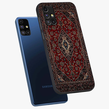 Heritage Carpet Royale Glass Case displayed in angled mockup highlighting intricate royal carpet design with heritage aesthetic.