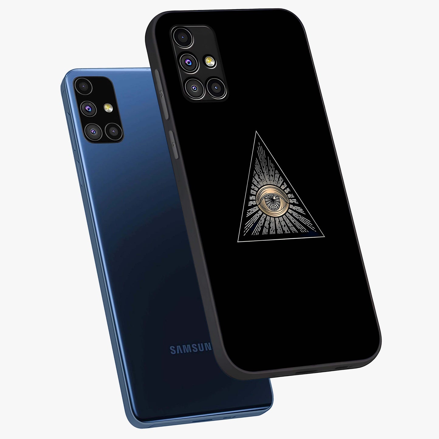 Illuminati Evil Glass Case displayed in angled mockup highlighting dark occult inspired design with bold aesthetic style.