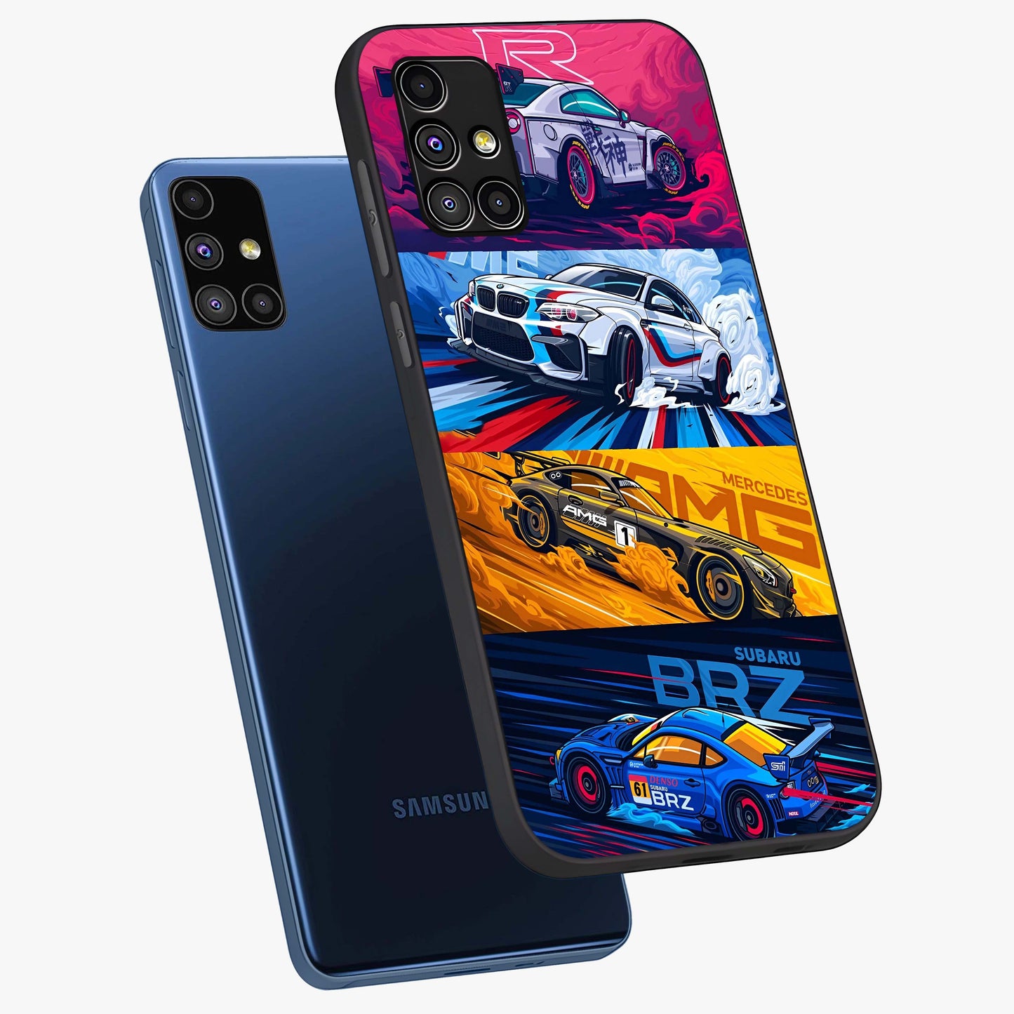 JDM Sports Car Glass Case displayed in angled mockup highlighting sleek Japanese racing car design with automotive aesthetic.