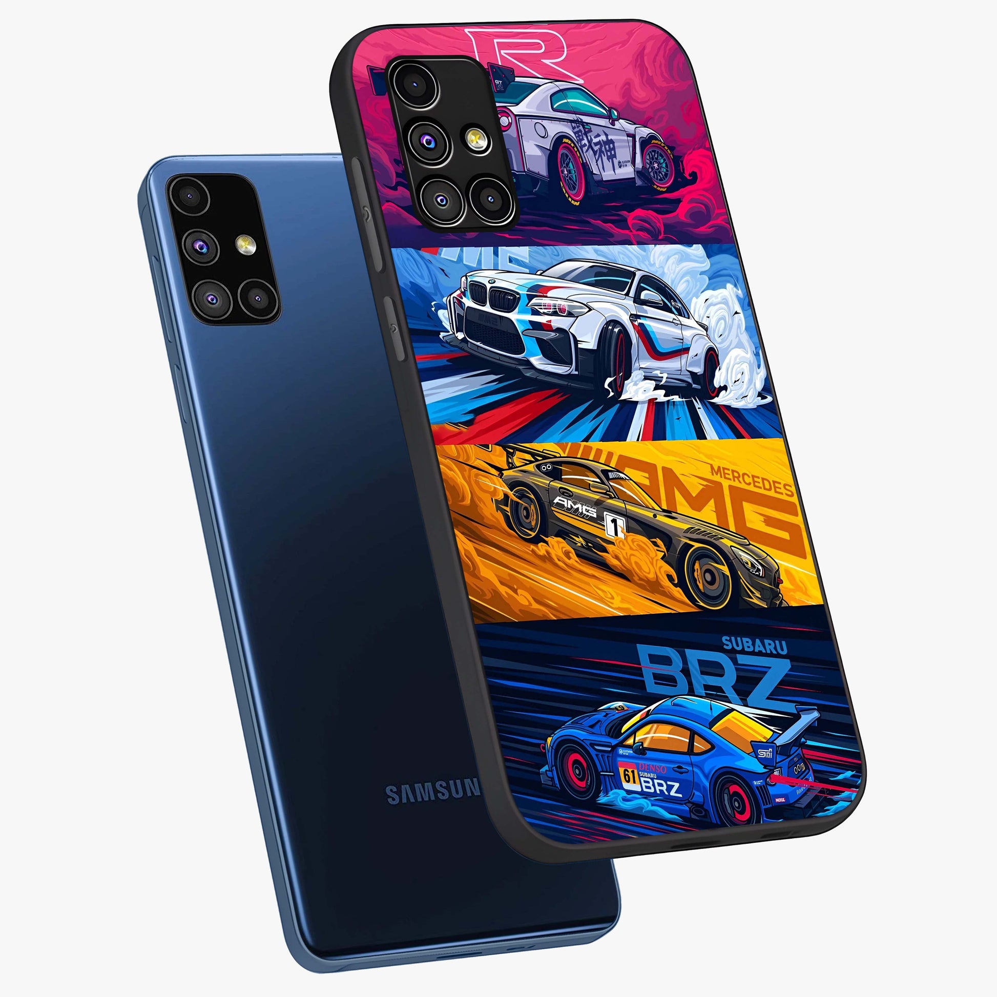 JDM Sports Car Glass Case displayed in angled mockup highlighting sleek Japanese racing car design with automotive aesthetic.