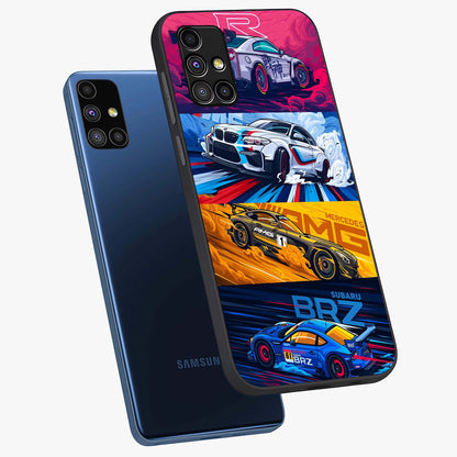 JDM Sports Car Glass Case displayed in angled mockup highlighting sleek Japanese racing car design with automotive aesthetic.
