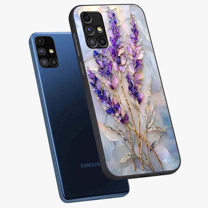 Lavender Dream Glow Glass Case displayed in angled mockup highlighting dreamy purple glow design with soft artistic style.