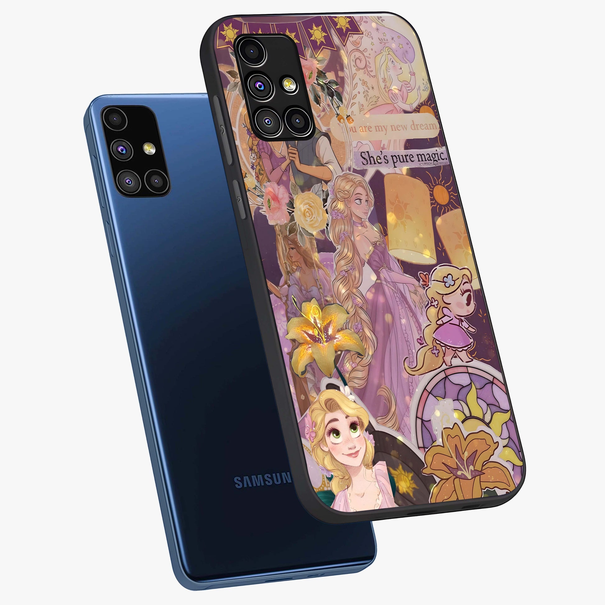 Magical Tangled Dream Glass Case displayed in angled mockup highlighting whimsical fantasy design with magical aesthetic.