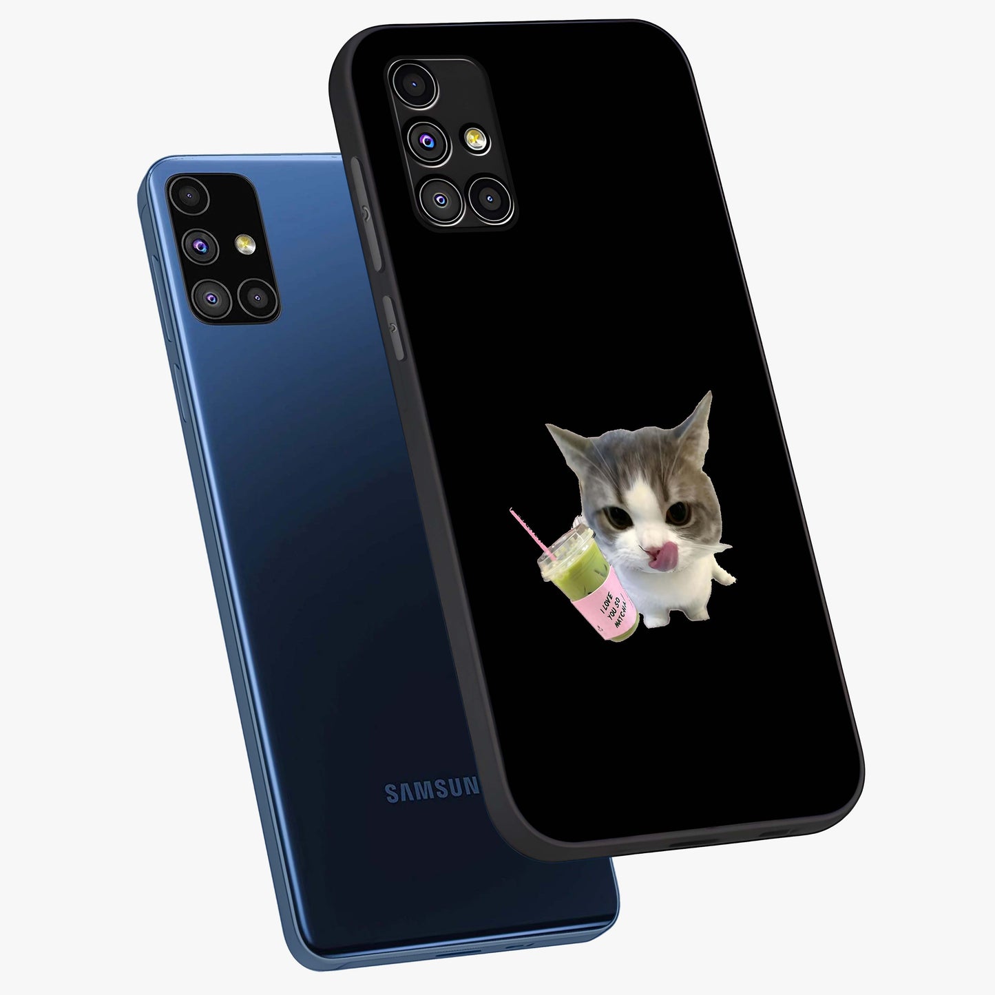 Matcha Cat Style Glass Case displayed in angled mockup highlighting playful feline design with pastel matcha aesthetic.