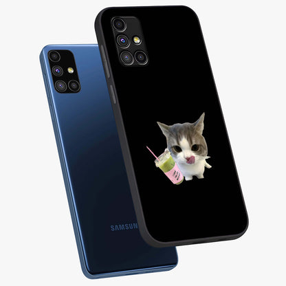 Matcha Cat Style Glass Case displayed in angled mockup highlighting playful feline design with pastel matcha aesthetic.